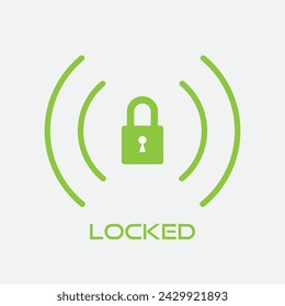 Lock vector icon, green or Eco concept, touch symbol, Locked text, isolated on white, single icon or Individual Icon, vertical, with copy space and  Exclude people,
