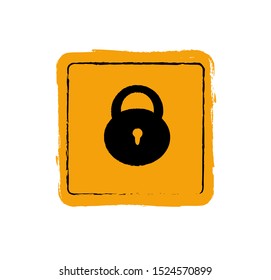 lock vector icon. Grunge lock symbol.