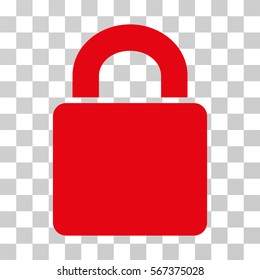 Lock vector icon. Illustration style is flat iconic red symbol on a transparent background.