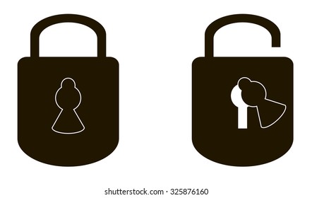 lock- Vector icon. Indoor and outdoor lock.