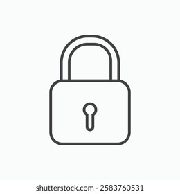 Lock vector icon isolated in black line