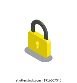 Lock vector icon in isometric. Illustration 3d style on white background