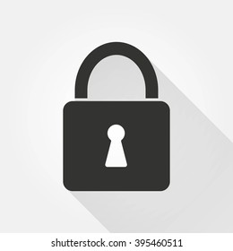 Lock   vector icon with long shadow.  Illustration  for graphic and web design.