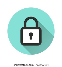 Lock vector icon with long shadow. Illustration isolated for graphic and web design.