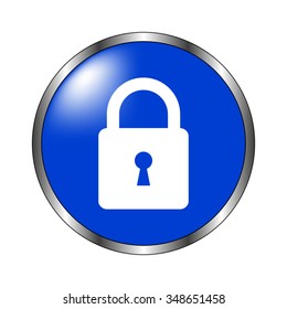 Lock - vector icon on the blue button