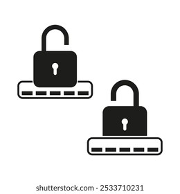 Lock vector icon. Padlock security symbol. Secure lock icon. Protection unlock illustration.