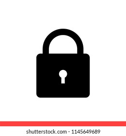 Lock vector icon, padlock symbol. Simple, flat design illustration for web or mobile app