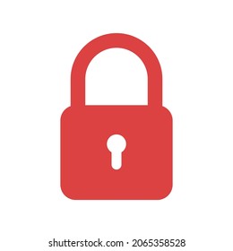 Lock vector icon. Red symbol