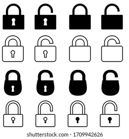 Lock Vector Icon Set. Open Or Closed Illustration Sign Collection. Door Symbol. Unlock Logo.