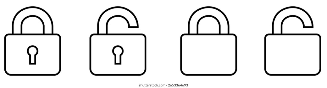 lock vector icon set. open or closed illustration sign collection. door symbol. unlock logo.