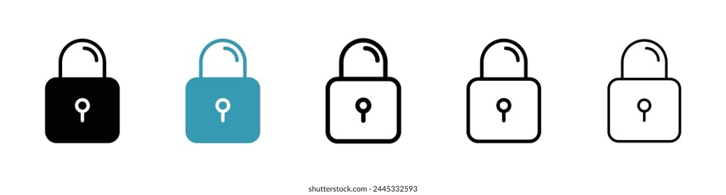 Lock vector icon set. Password protection access web sign. Security or privacy vector icon for UI designs.