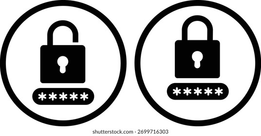 lock vector icon set. security icon symbol lock and unlock icon collection, access control and protection illustration,
