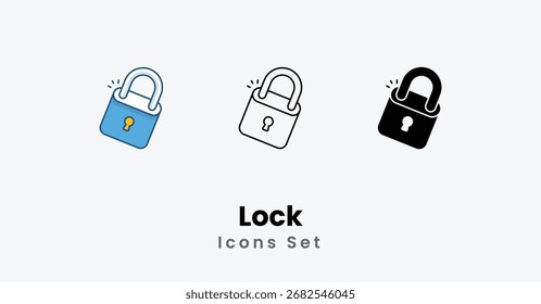 Sperren Vektor Symbol Set Vektorgrafik