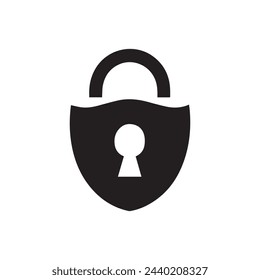 Lock Vector icon , Sheild Lock icon, Black and White Lock icon