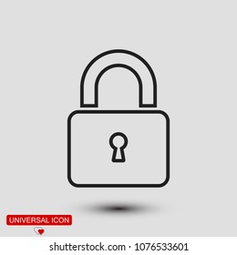 Lock vector icon, stock vector illustration flat design style