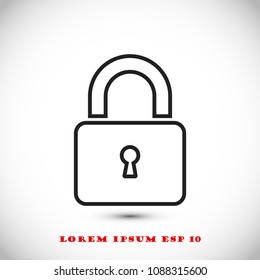 Lock vector icon, stock vector illustration flat design style