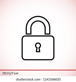 Lock vector icon, stock vector illustration flat design style