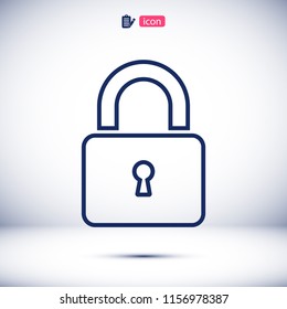Lock vector icon, stock vector illustration flat design style
