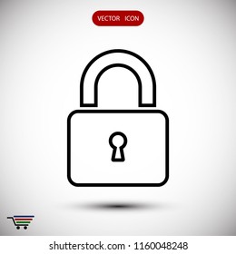 Lock vector icon, stock vector illustration flat design style