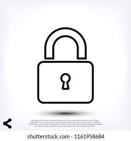 Lock vector icon, stock vector illustration flat design style