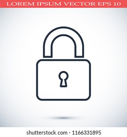 Lock vector icon, stock vector illustration flat design style