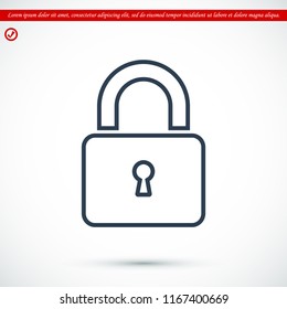 Lock vector icon, stock vector illustration flat design style