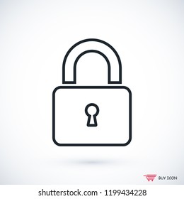 Lock vector icon, stock vector illustration flat design style