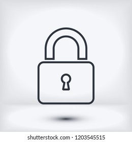 Lock vector icon, stock vector illustration flat design style