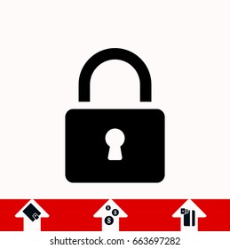 Lock vector icon, stock vector illustration flat design style