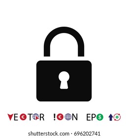 Lock vector icon, stock vector illustration flat design style