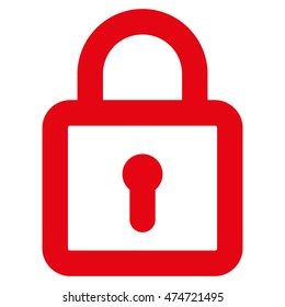 Lock vector icon. Style is contour flat icon symbol, red color, white background.