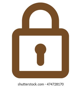 Lock vector icon. Style is stroke flat icon symbol, brown color, white background.