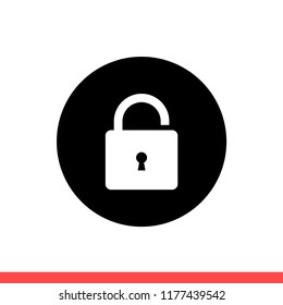 Lock vector icon, unlock symbol. Simple, flat design for web or mobile app