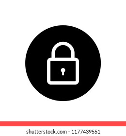 Lock vector icon, unlock symbol. Simple, flat design for web or mobile app