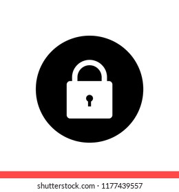 Lock vector icon, unlock symbol. Simple, flat design for web or mobile app