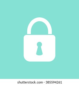 Lock    vector icon. White  illustration isolated on green  background for graphic and web design.