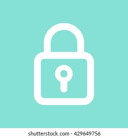Lock    vector icon. White  Illustration isolated on green  background for graphic and web design.