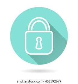 Lock vector icon. White Illustration isolated on green background for graphic and web design.