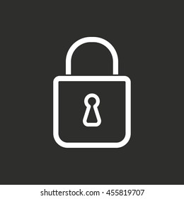 Lock vector icon. White illustration isolated on black background for graphic and web design.