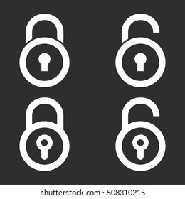 Lock vector icon. White illustration isolated on black background for graphic and web design.