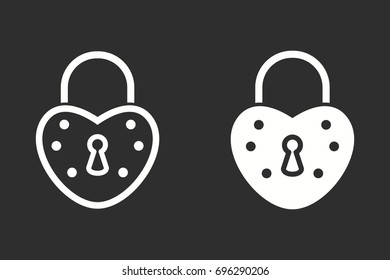 Lock vector icon. White illustration isolated on black background for graphic and web design.