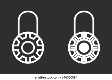Lock vector icon. White illustration isolated on black background for graphic and web design.