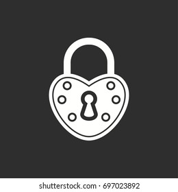 Lock vector icon. White illustration isolated on black background for graphic and web design.