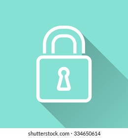 Lock  - vector icon in white on a green background.
