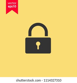 Lock vector icon. Yellow background. EPS 10 vector sign.