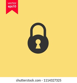 Lock vector icon. Yellow background. EPS 10 vector sign.
