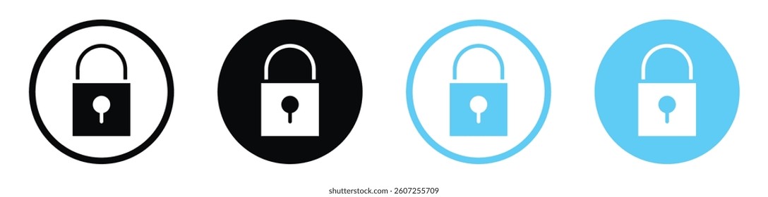 Lock vector icons in black and blue colors