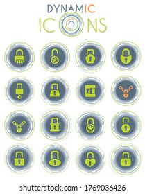 lock vector icons on white background with dynamic lines for animation for web and user interface design