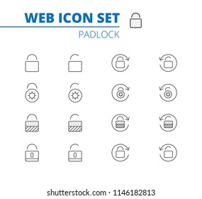 Lock vector icons outline set. Illustration isolated for graphic and web design.