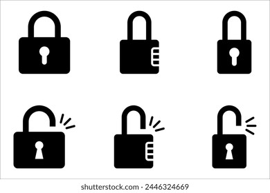 Conjunto de iconos vectoriales de bloqueo. Ilustración vectorial para gráfico y Diseño web sobre fondo blanco
